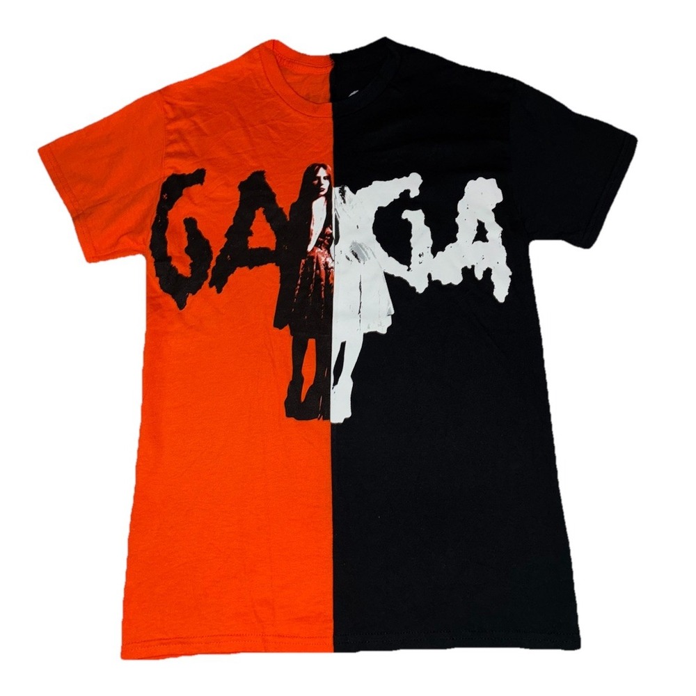 Lady Gaga T Shirt S‎ Split Orange Black Mayhem Ball Tour Merch NEW *hole